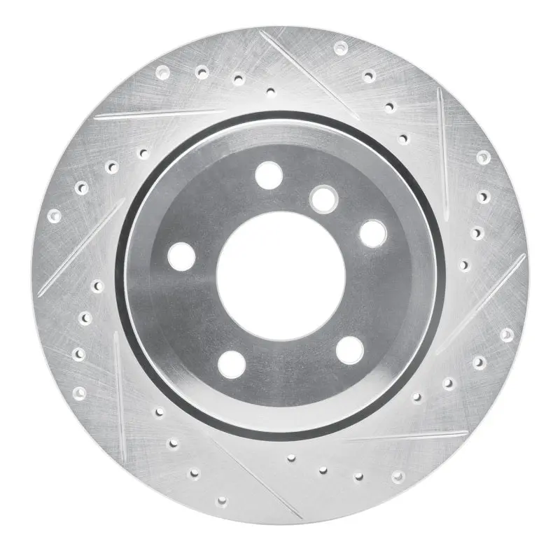 R1 06-10 Bmw 535Xi Rear Right Drilled & Slotted Silver Brake Rotor 1
