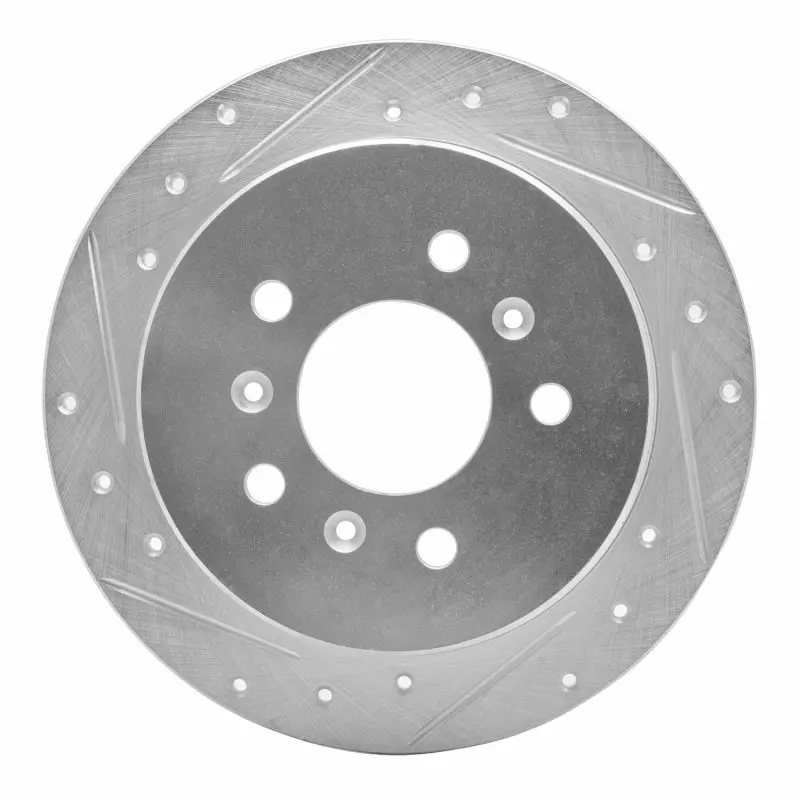 R1 06-10 Buick Allure Rear Left Drilled & Slotted Silver Brake Rotor 1