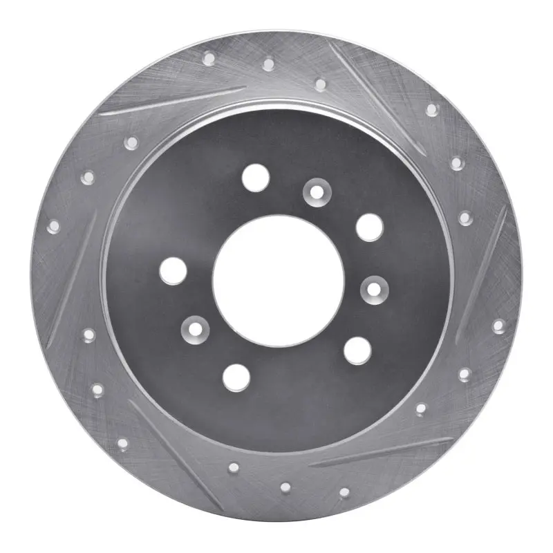 R1 06-10 Buick Lacrosse Rear Right Drilled & Slotted Silver Brake Rotor 1