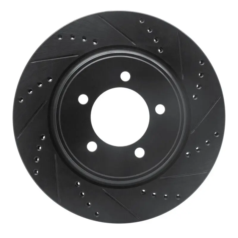 R1 06-10 Ford Explorer Sport Trac Front Right Drilled & Slotted Black Brake Rotor 1