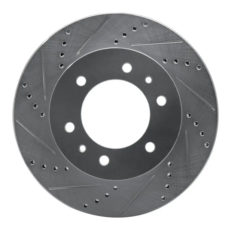R1 06-10 Hummer H3 Front Left Drilled & Slotted Silver Brake Rotor 1