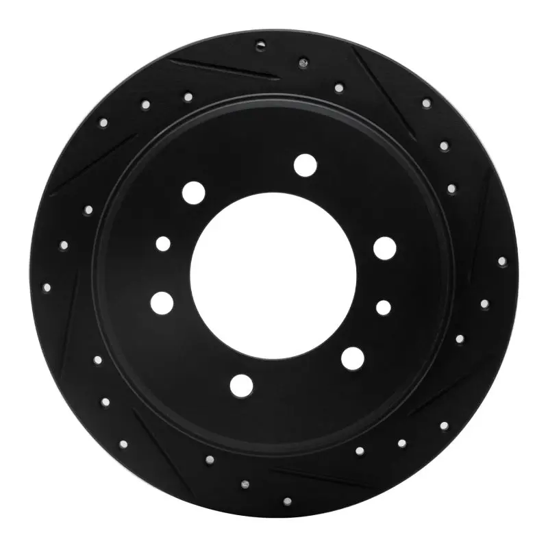 R1 06-10 Hummer H3 Rear Right Drilled & Slotted Black Brake Rotor 1