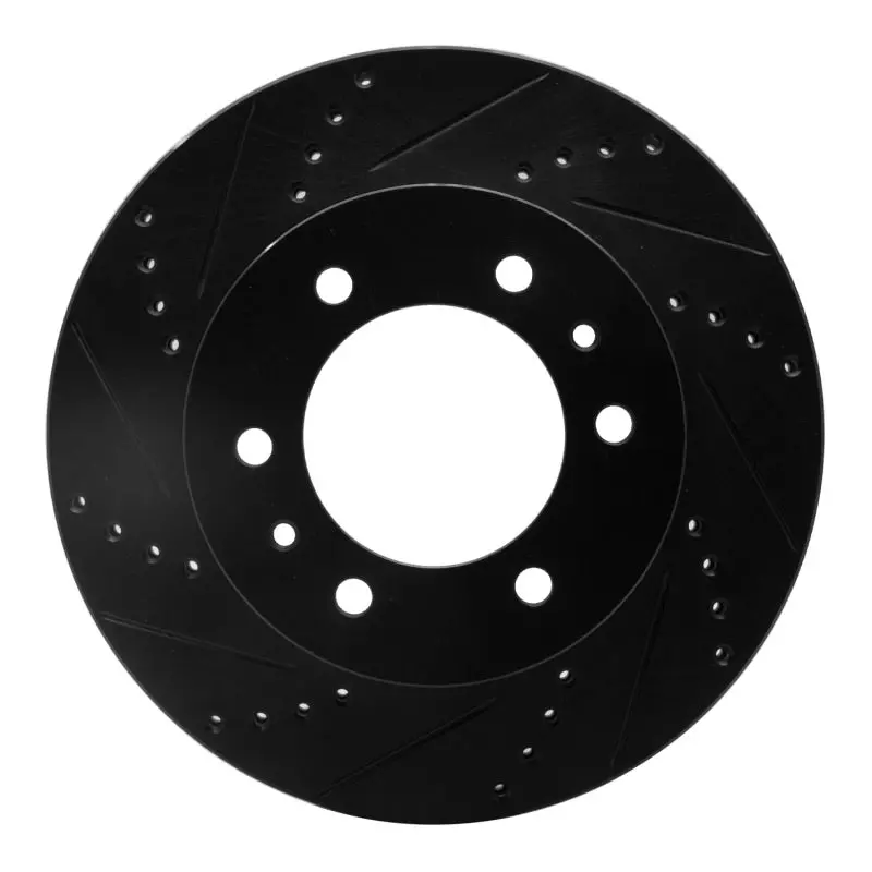 R1 06-10 Hummer H3t Front Left Drilled & Slotted Black Brake Rotor 1
