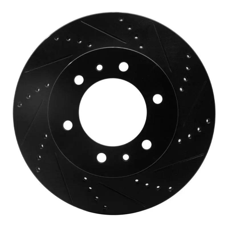 R1 06-10 Hummer H3t Front Right Drilled & Slotted Black Brake Rotor 1