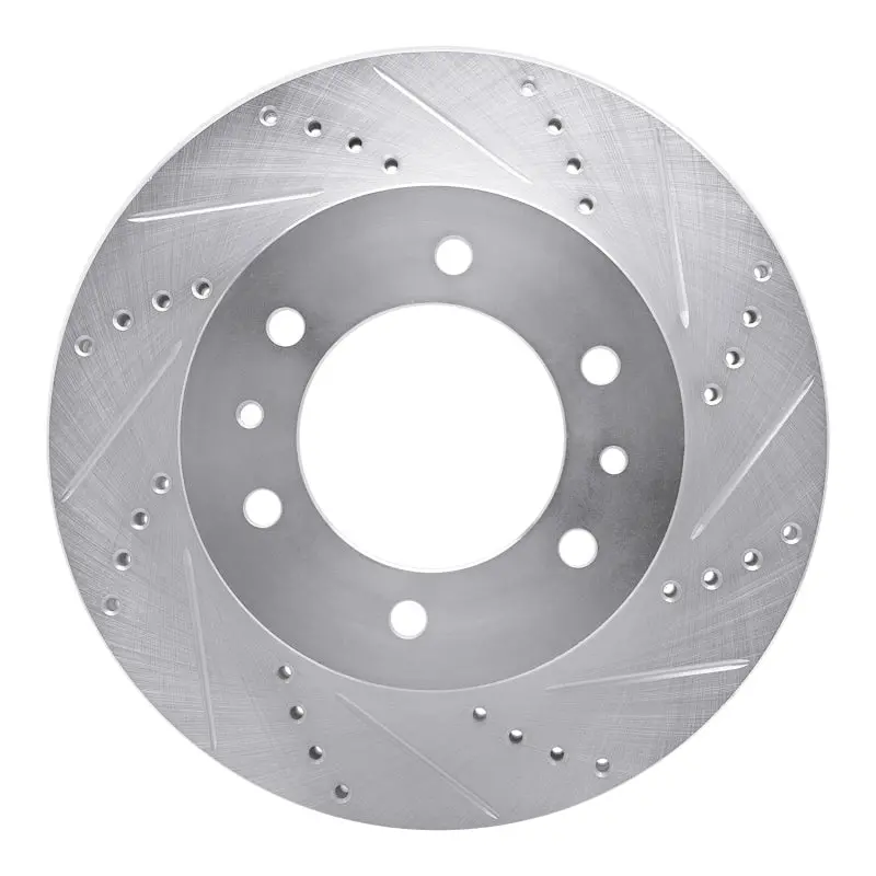 R1 06-10 Hummer H3t Front Right Drilled & Slotted Silver Brake Rotor 1