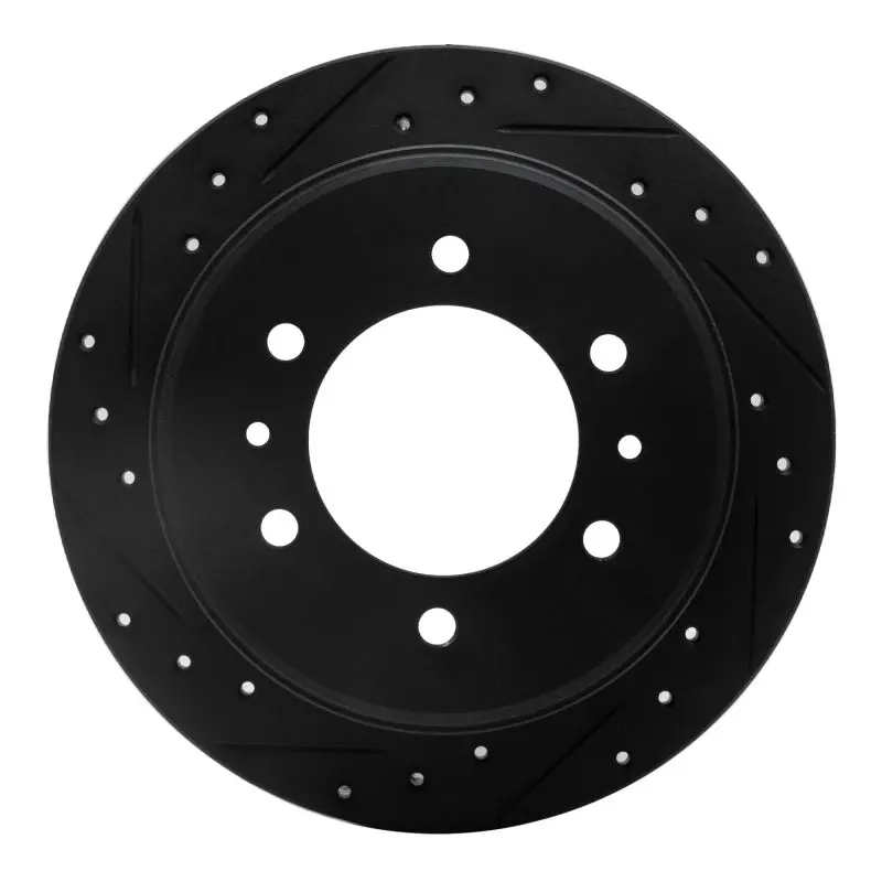 R1 06-10 Hummer H3t Rear Left Drilled & Slotted Black Brake Rotor 1