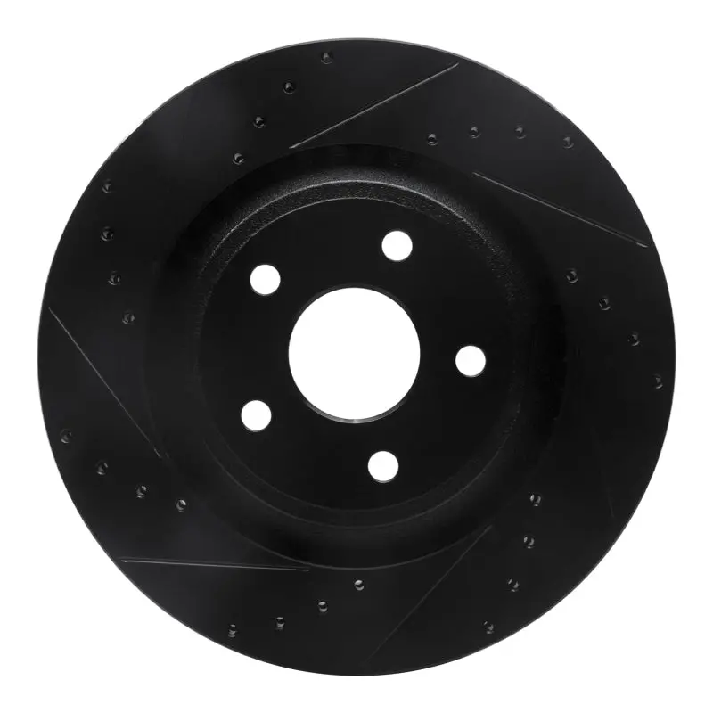 R1 06-10 Jeep Grand Cherokee Front Left Drilled & Slotted Black Brake Rotor 1