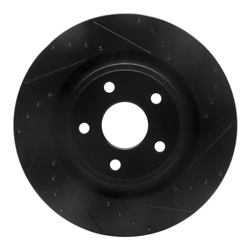 R1 06-10 Jeep Grand Cherokee Front Right Drilled & Slotted Black Brake Rotor 1