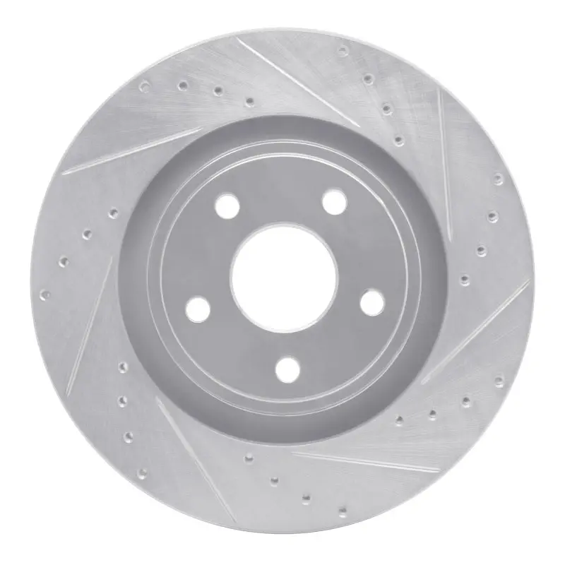 R1 06-10 Jeep Grand Cherokee Front Right Drilled & Slotted Silver Brake Rotor 1