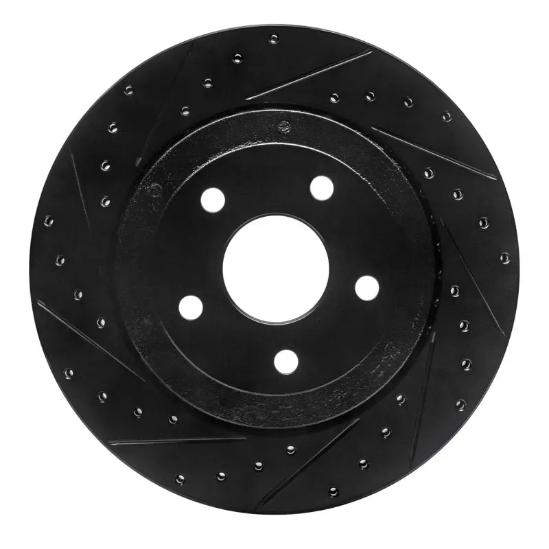 R1 06-10 Jeep Grand Cherokee Rear Left Drilled & Slotted Black Brake Rotor 1