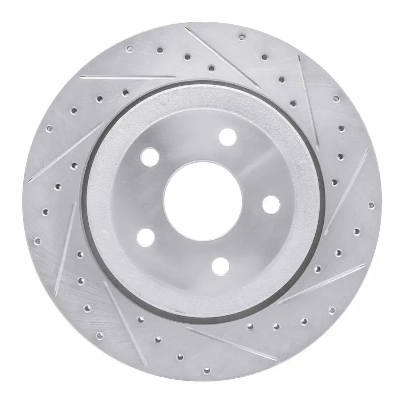 R1 06-10 Jeep Grand Cherokee Rear Right Drilled & Slotted Silver Brake Rotor 1