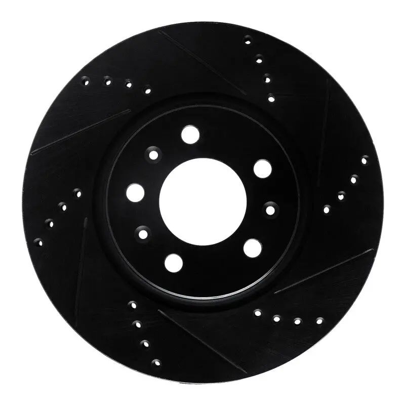 R1 06-10 Pontiac Solstice Front Right Drilled & Slotted Black Brake Rotor 1