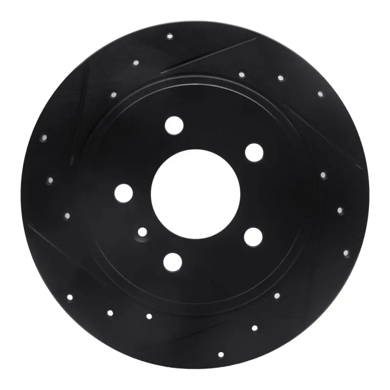 R1 06-11 Buick Lucerne Rear Left Drilled & Slotted Black Brake Rotor 1
