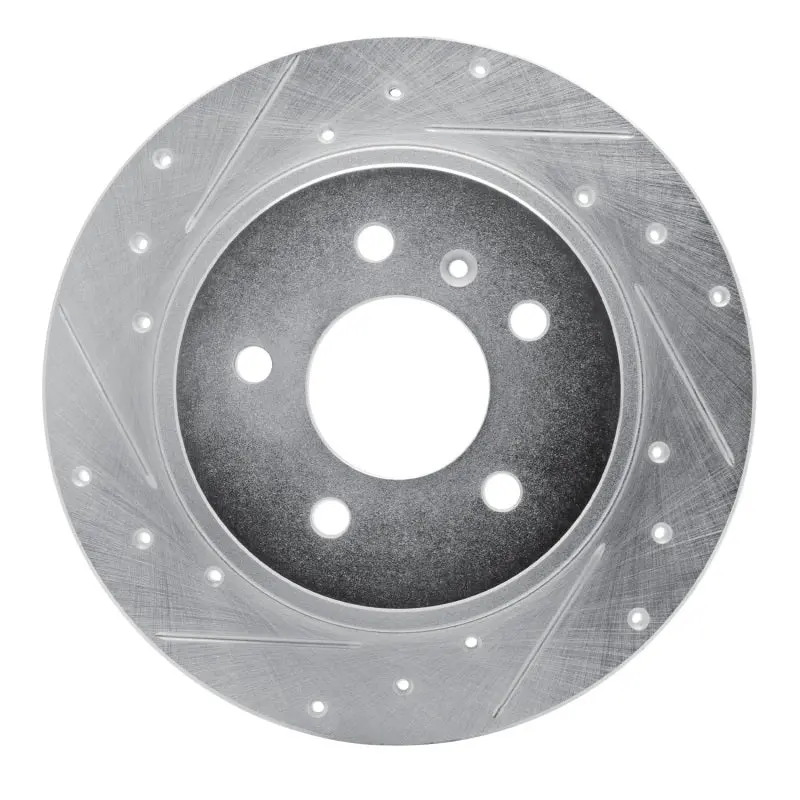 R1 06-11 Buick Lucerne Rear Left Drilled & Slotted Silver Brake Rotor 1