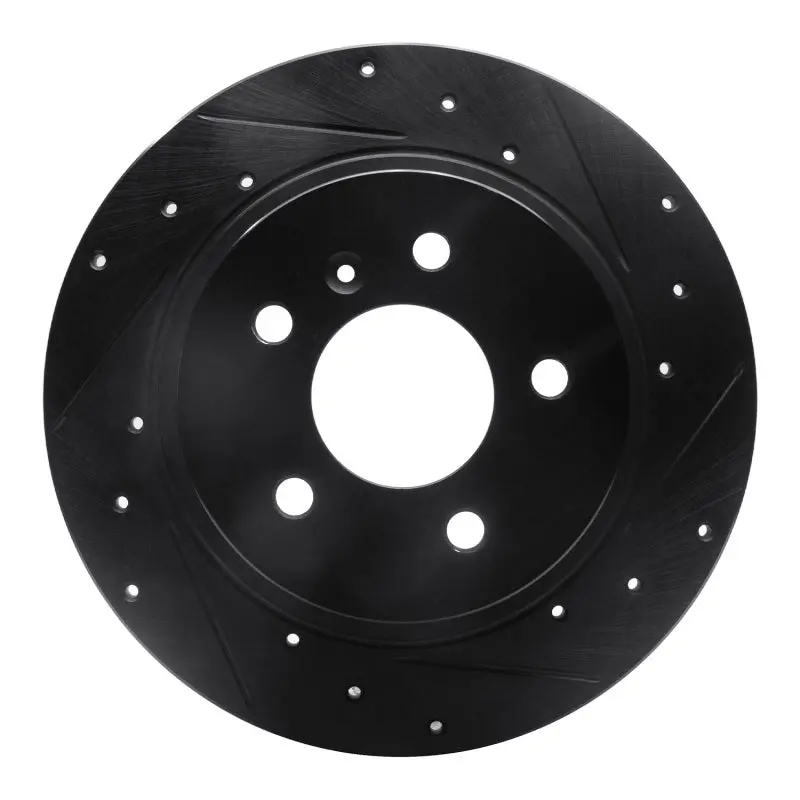 R1 06-11 Buick Lucerne Rear Right Drilled & Slotted Black Brake Rotor 1