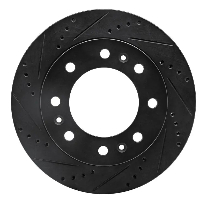 R1 06-11 Cadillac Dts Front Left Drilled & Slotted Black Brake Rotor 1