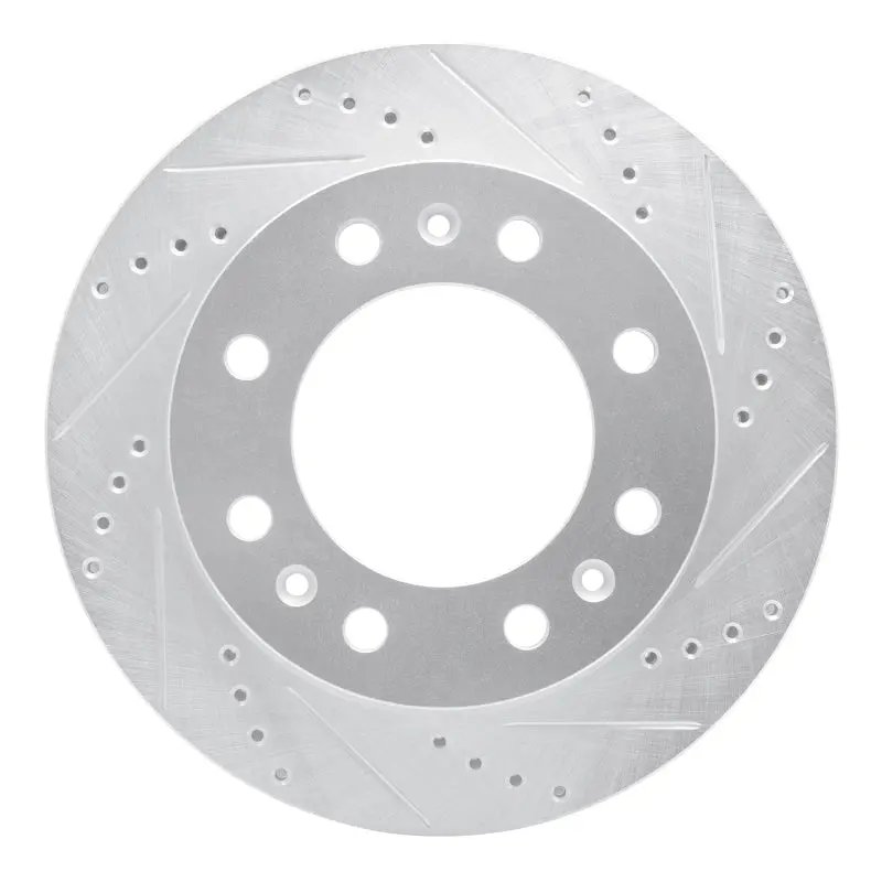 R1 06-11 Cadillac Dts Front Right Drilled & Slotted Silver Brake Rotor 1