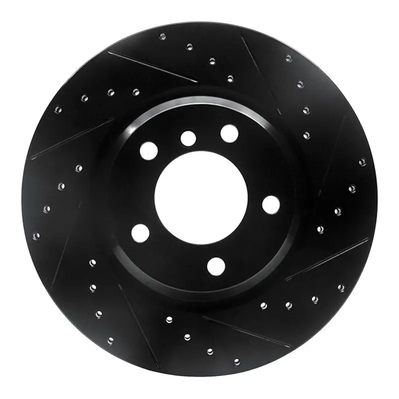 R1 06-12 Bmw 330Xi Front Right Drilled & Slotted Black Brake Rotor 1