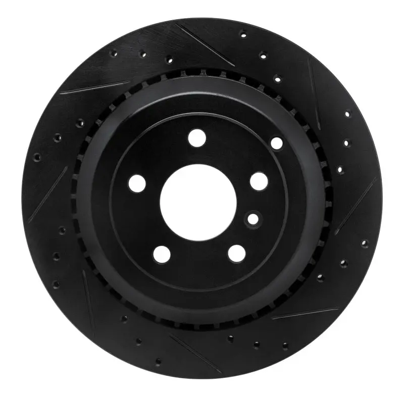R1 06-12 Mercedes-Benz Gl350 Rear Right Drilled & Slotted Black Brake Rotor 1