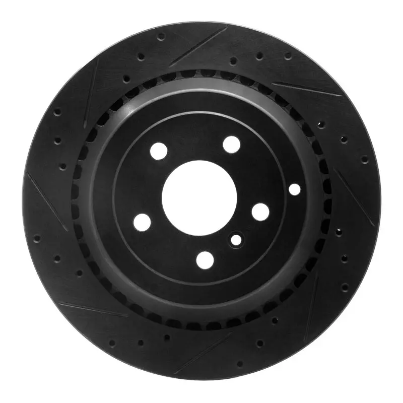 R1 06-12 Mercedes-Benz Ml350 Rear Left Drilled & Slotted Black Brake Rotor 1