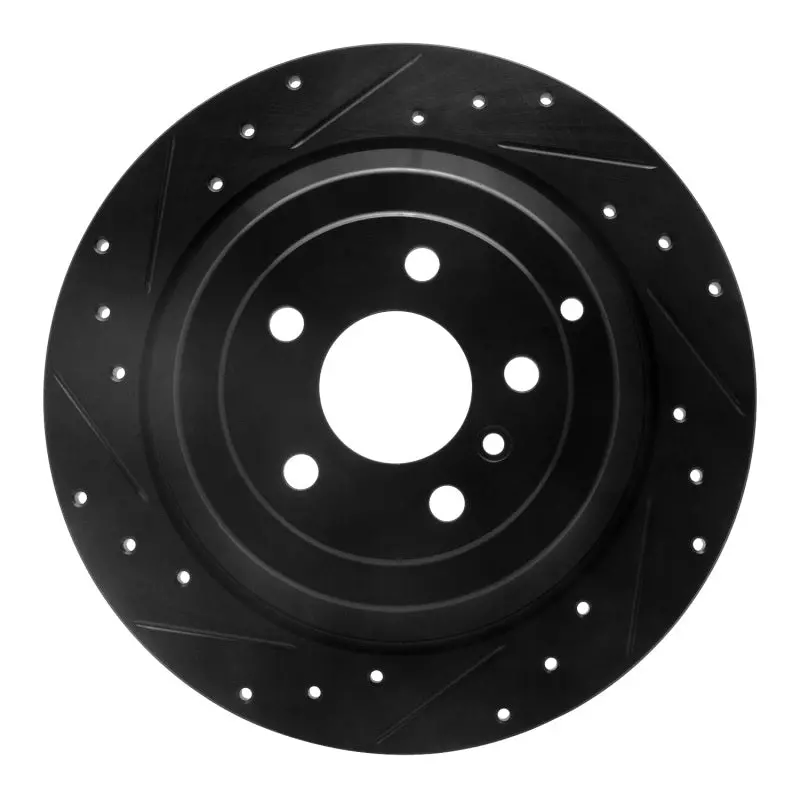 R1 06-12 Mercedes-Benz R320 Rear Left Drilled & Slotted Black Brake Rotor 1