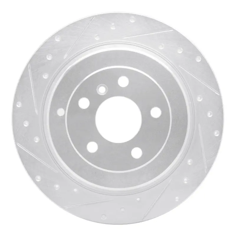 R1 06-12 Mercedes-Benz R500 Rear Left Drilled & Slotted Silver Brake Rotor 1