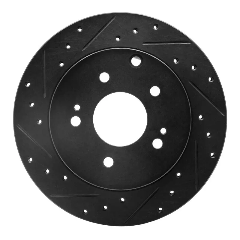 R1 06-12 Mitsubishi Eclipse Rear Left Drilled & Slotted Black Brake Rotor 1