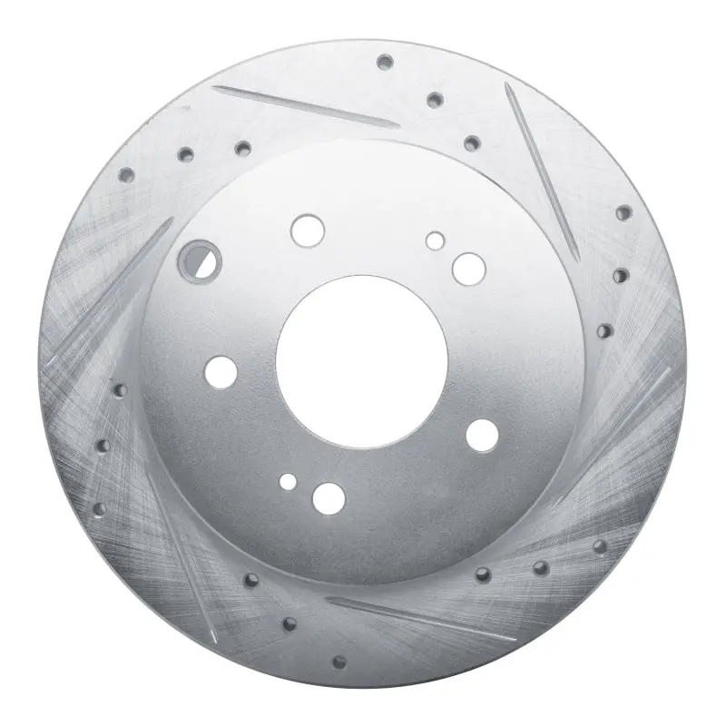 R1 06-12 Mitsubishi Eclipse Rear Right Drilled & Slotted Silver Brake Rotor 1