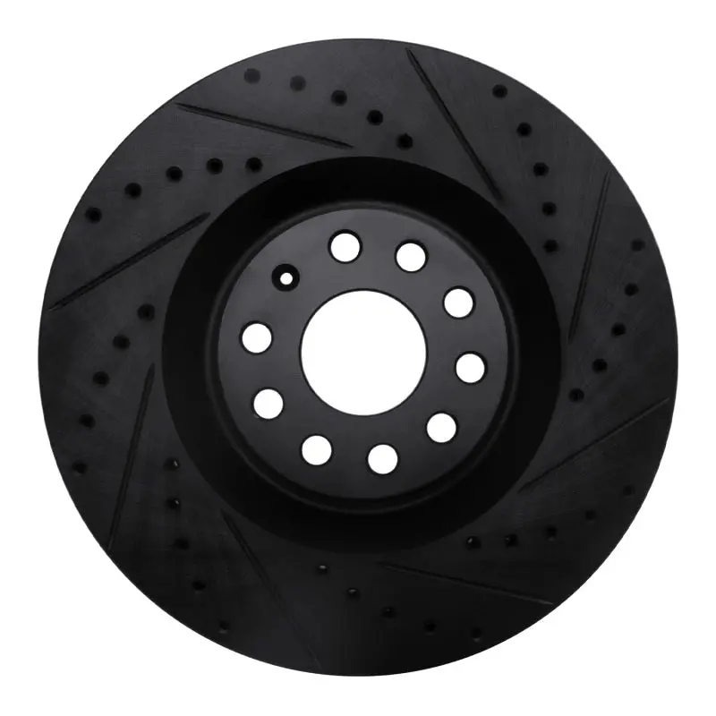 R1 06-13 Audi S3 (Mexico) Front Right Drilled & Slotted Black Brake Rotor 1
