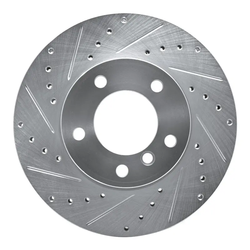 R1 06-13 Bmw 128I Front Left Drilled & Slotted Silver Brake Rotor 1