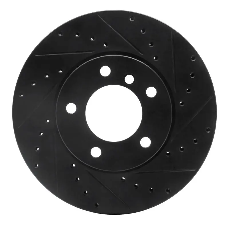 R1 06-13 Bmw 325I (Usa/Canada) Front Right Drilled & Slotted Black Brake Rotor 1