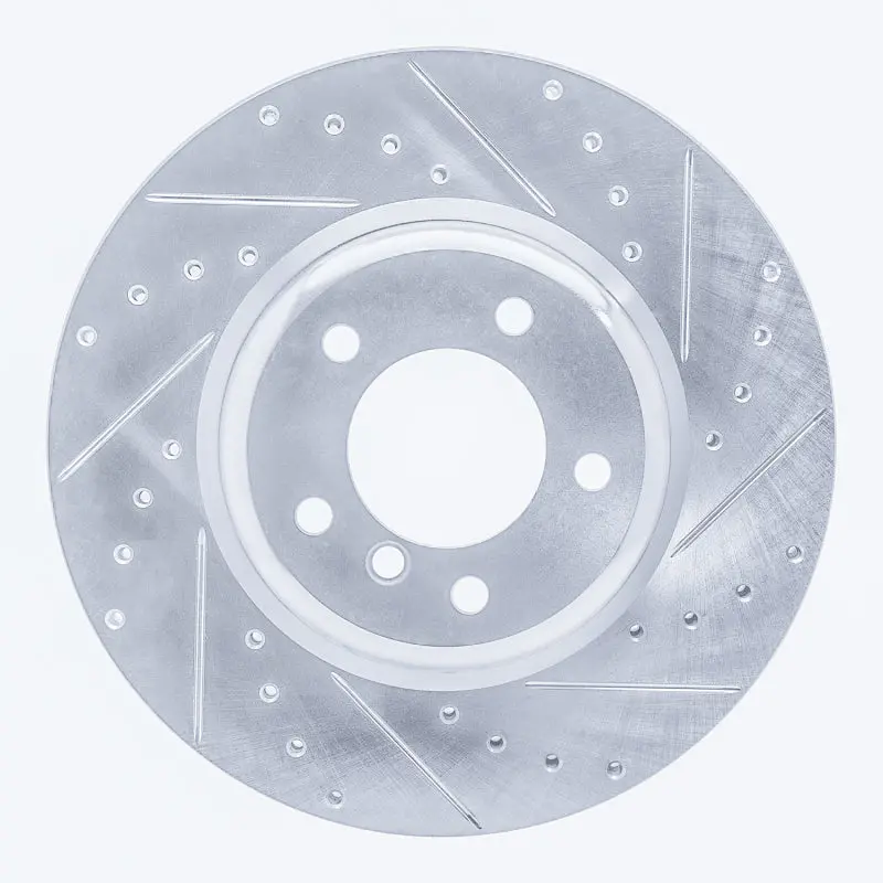 R1 06-13 Bmw 330I Front Right Drilled & Slotted Silver Brake Rotor 1