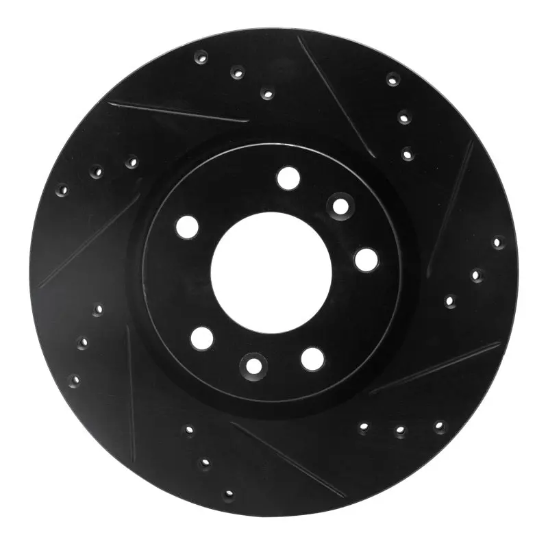R1 06-13 Ford Fusion Front Right Drilled & Slotted Black Brake Rotor 1