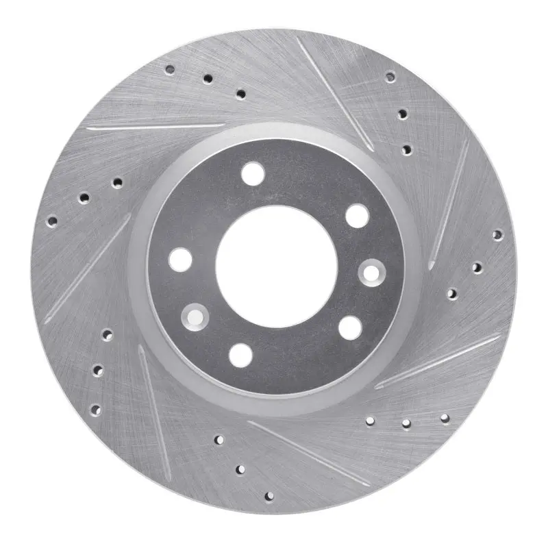 R1 06-13 Ford Fusion Front Right Drilled & Slotted Silver Brake Rotor 1