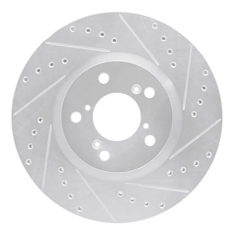 R1 06-14 Honda Ridgeline Front Right Drilled & Slotted Silver Brake Rotor 1