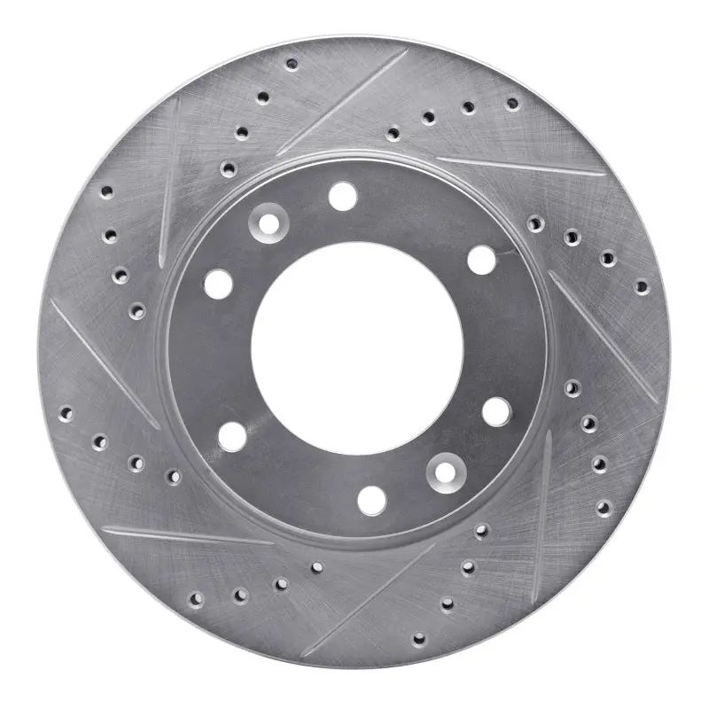 R1 06-14 Hyundai Entourage Front Left Drilled & Slotted Silver Brake Rotor 1
