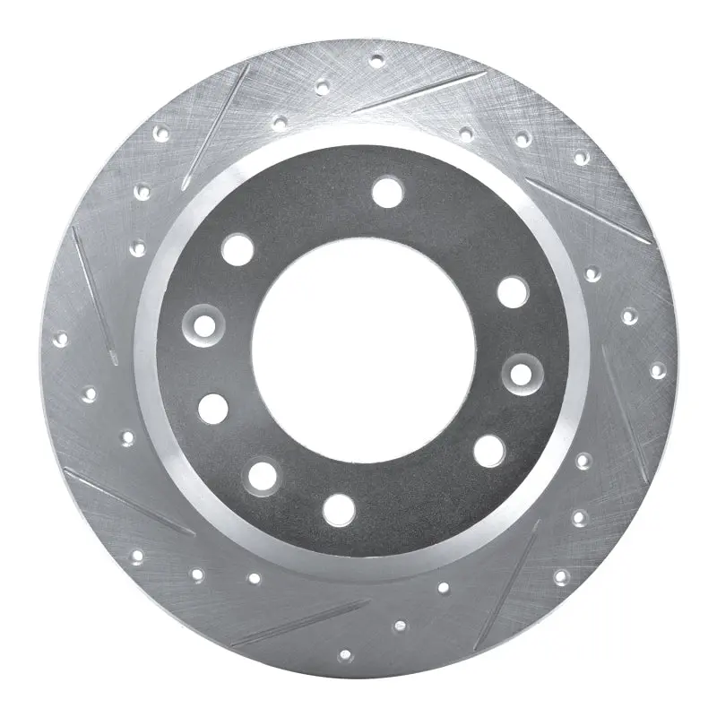 R1 06-14 Hyundai Entourage Rear Left Drilled & Slotted Silver Brake Rotor 1