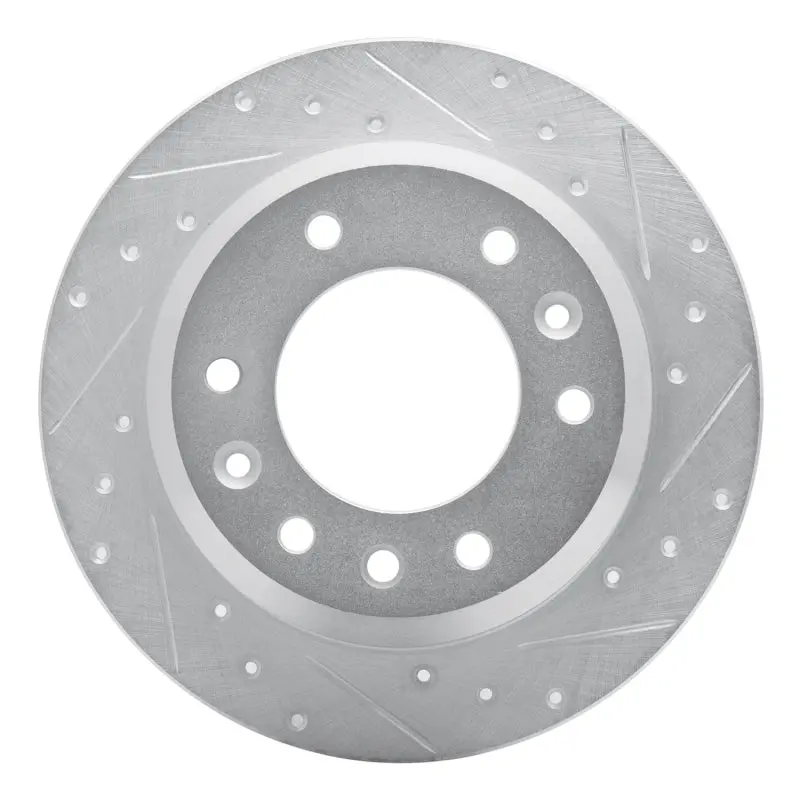R1 06-14 Hyundai Entourage Rear Right Drilled & Slotted Silver Brake Rotor 1