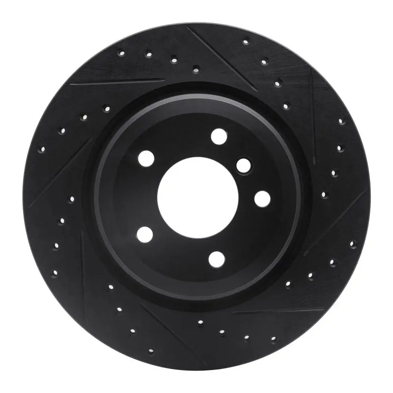 R1 06-15 Bmw 335Xi Rear Right Drilled & Slotted Black Brake Rotor 1