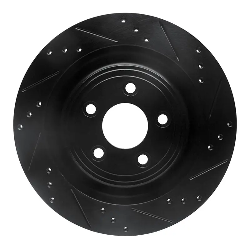 R1 06-15 Jaguar Super V8 Rear Right Drilled & Slotted Black Brake Rotor 1