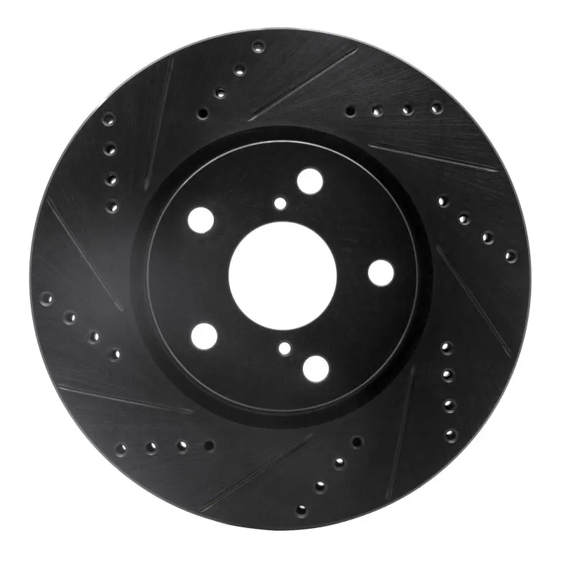R1 06-15 Lexus Gs300 Right Front Drilled & Slotted Black Brake Rotor 1