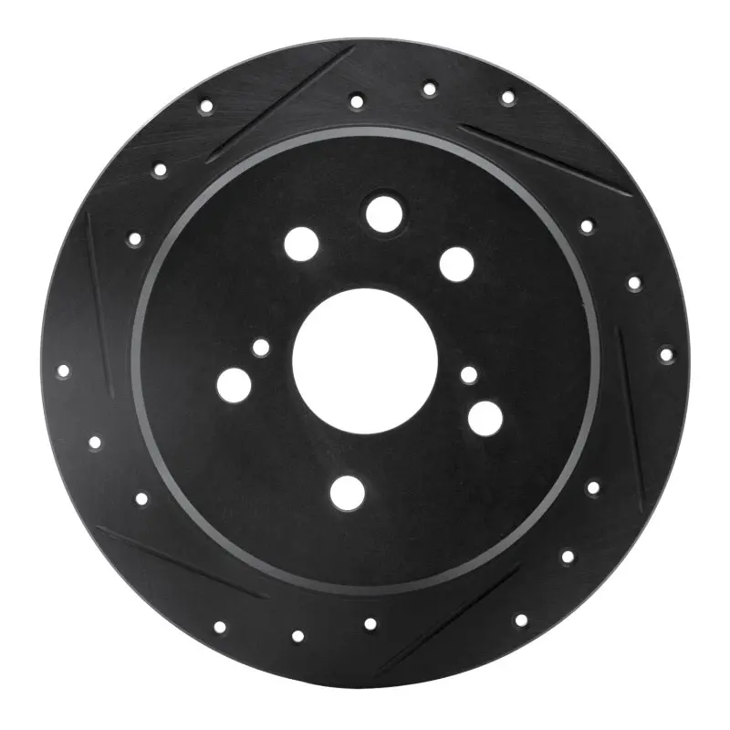 R1 06-15 Lexus Is250 Rear Left Drilled & Slotted Black Brake Rotor 1