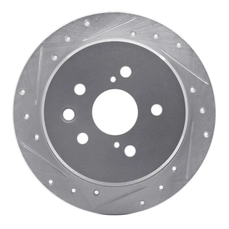 R1 06-15 Lexus Is250 Rear Left Drilled & Slotted Silver Brake Rotor 1