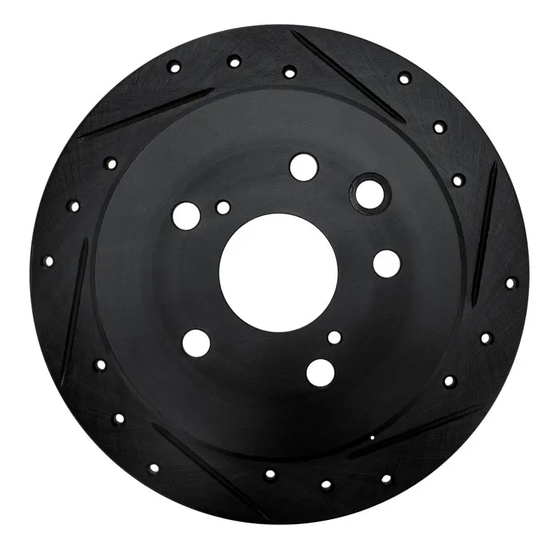 R1 06-15 Lexus Is250 Rear Right Drilled & Slotted Black Brake Rotor 1