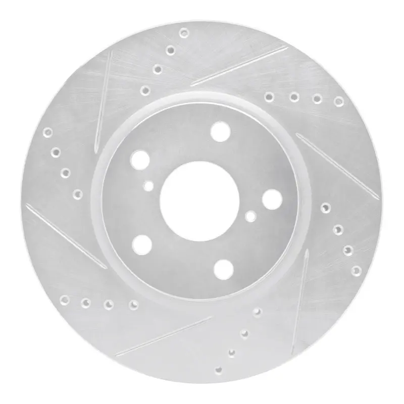 R1 06-15 Lexus Is250 Right Front Drilled & Slotted Silver Brake Rotor 1