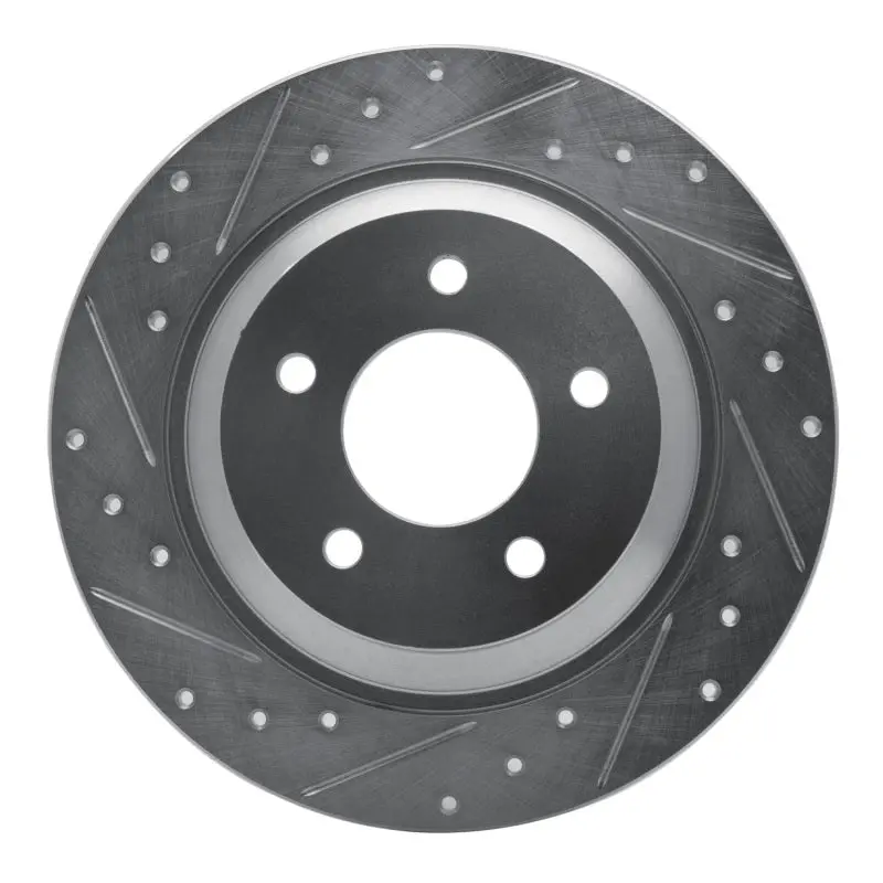 R1 06-15 Mazda 5 Rear Left Drilled & Slotted Silver Brake Rotor 1