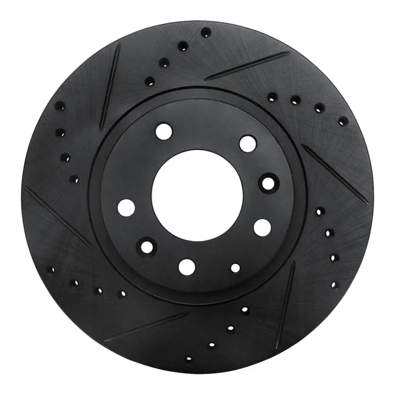 R1 06-15 Mazda Mx-5 Miata Front Left Drilled & Slotted Black Brake Rotor 1