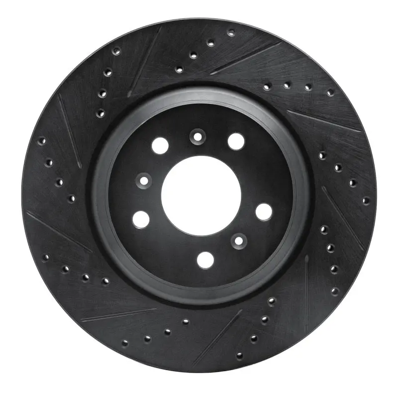 R1 06-16 Buick Allure Front Left Drilled & Slotted Black Brake Rotor 1