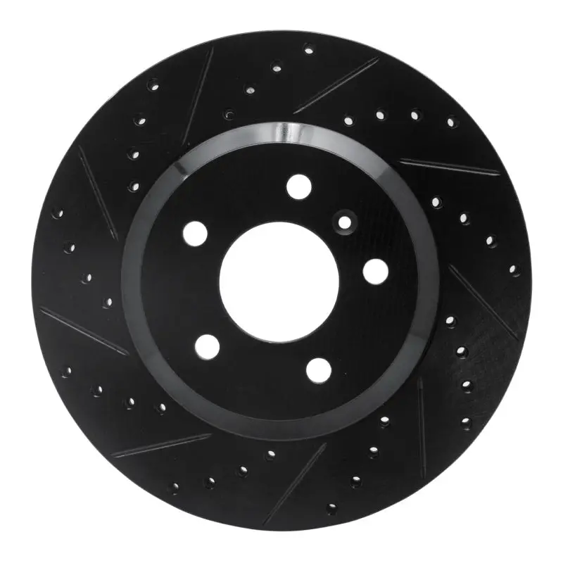 R1 06-16 Buick Lucerne Front Left Drilled & Slotted Black Brake Rotor 1
