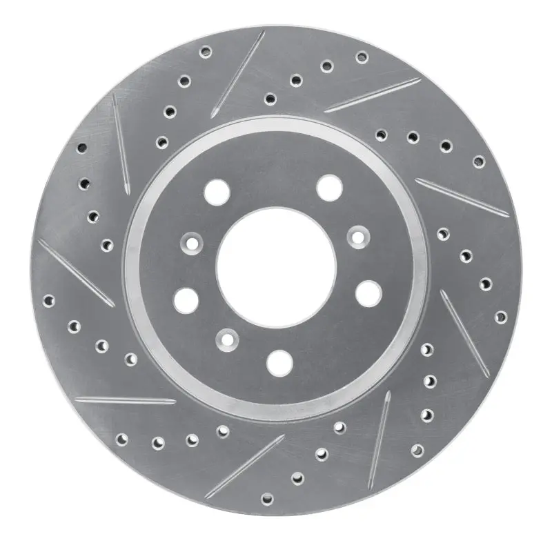 R1 06-16 Buick Lucerne Front Left Drilled & Slotted Silver Brake Rotor 1